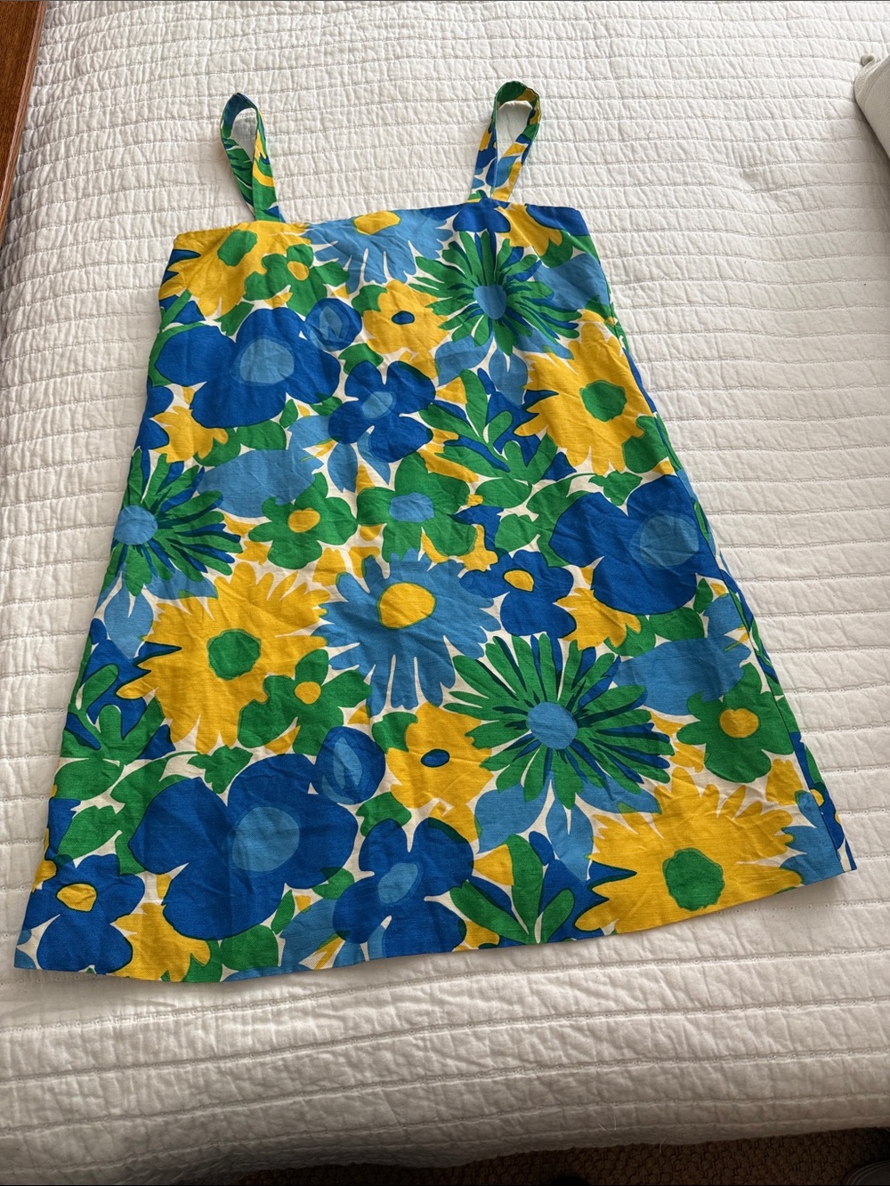 J. Crew Blue, Yellow & Green linen Floral Sundress